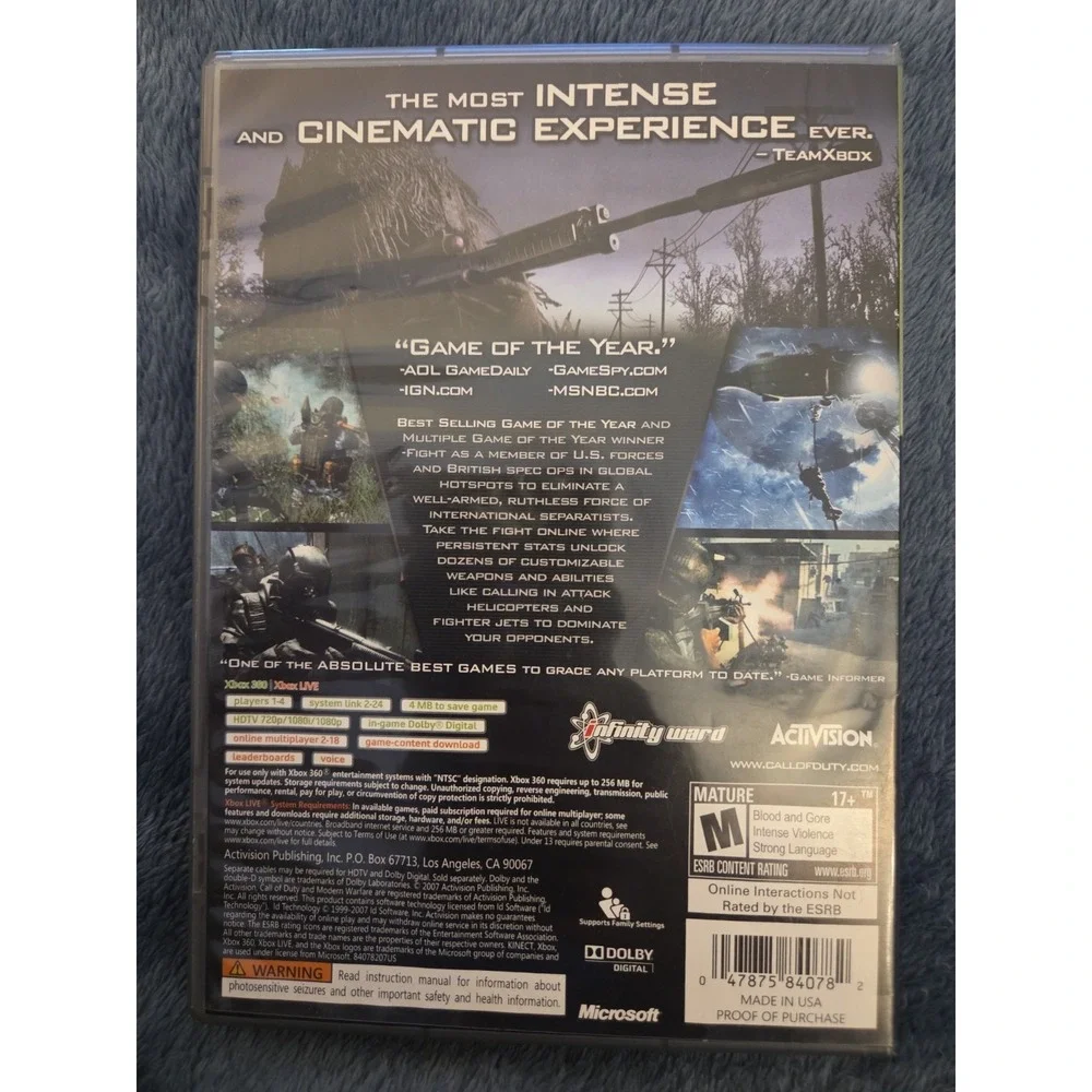 Call of Duty 4 Modern Warfare Xbox 360: Working, CIB - Tested